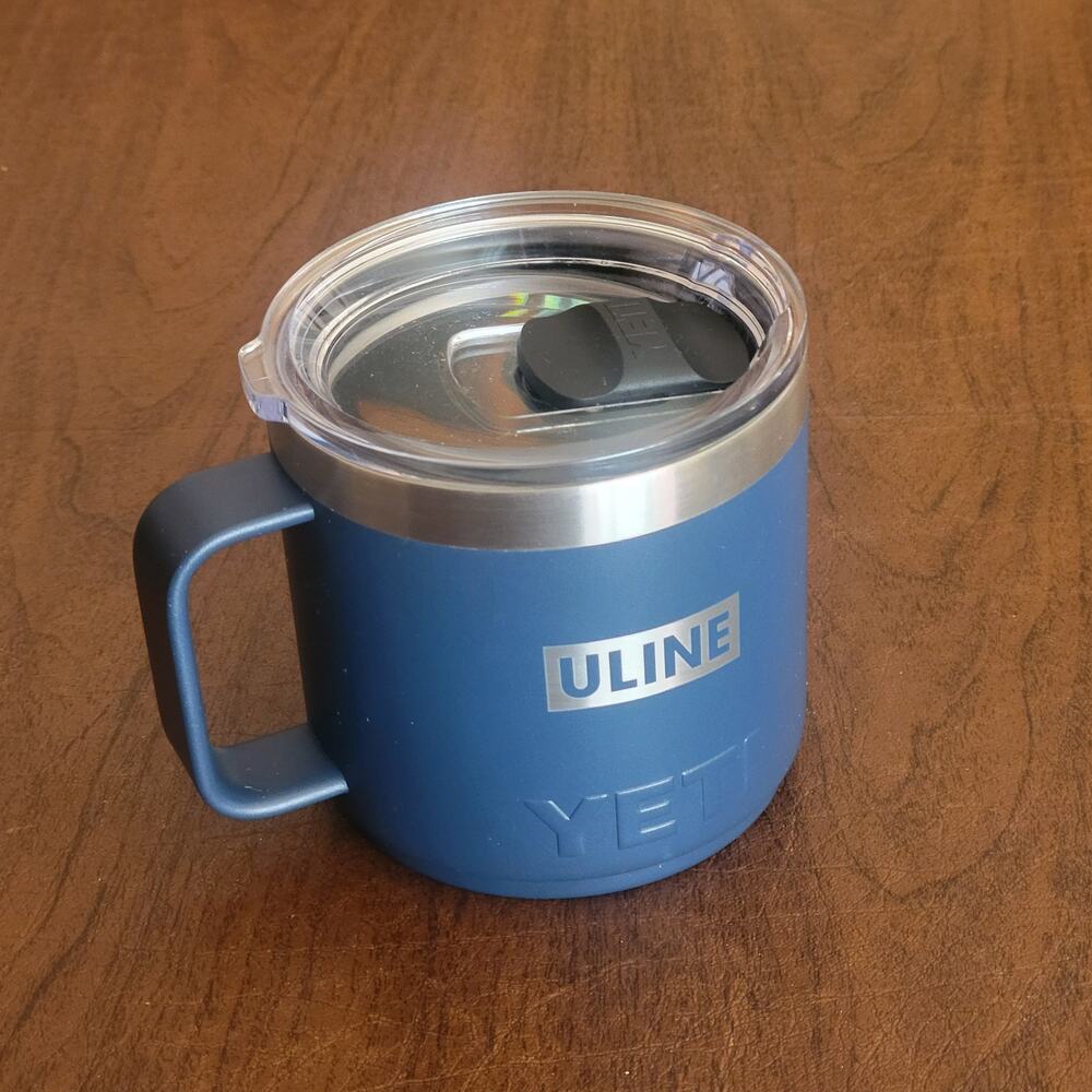 YETI Rambler 14 oz Stackable Mug Navy Blue Uline Logo Co-Branded New, no tags